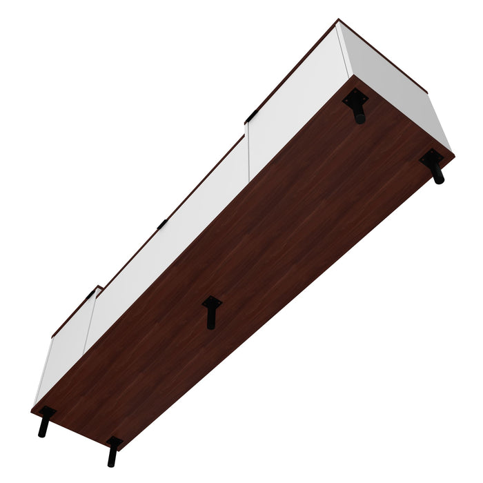 Manhattan Comfort Mosholu 66.93\" TV Stand with 3 Shelves - White & Nut Brown