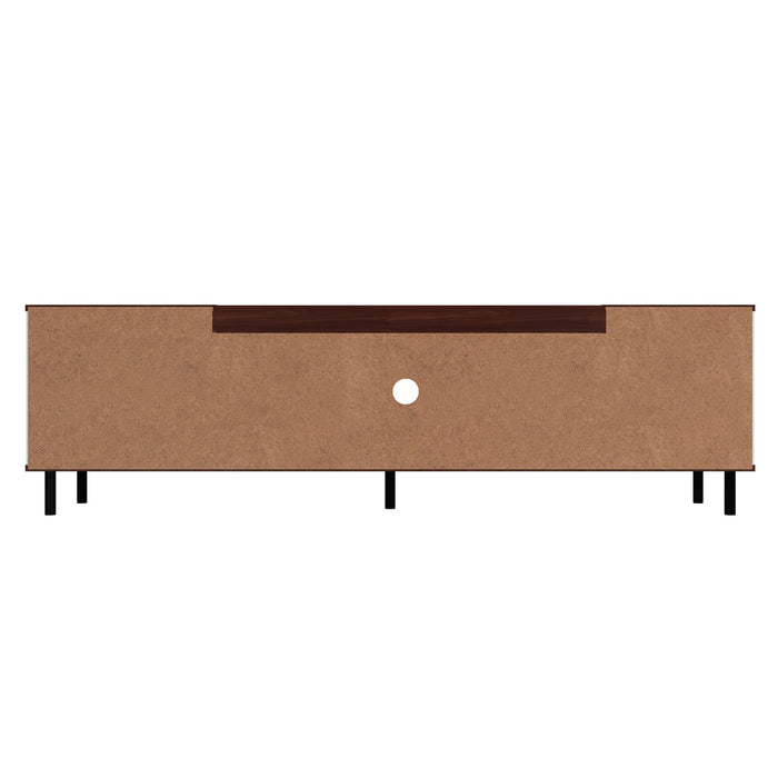 Manhattan Comfort Mosholu 66.93\" TV Stand with 3 Shelves - White & Nut Brown