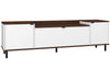 Manhattan Comfort Mosholu 66.93\" TV Stand with 3 Shelves - White & Nut Brown
