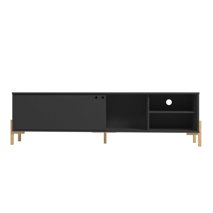 Manhattan Comfort Bowery 72.83\" TV Stand with 4 Shelves - Black & Oak
