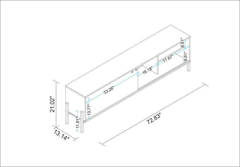 Manhattan Comfort Bowery 72.83\" TV Stand with 4 Shelves - Black & Oak