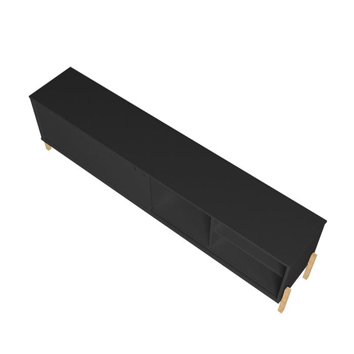 Manhattan Comfort Bowery 72.83\" TV Stand with 4 Shelves - Black & Oak