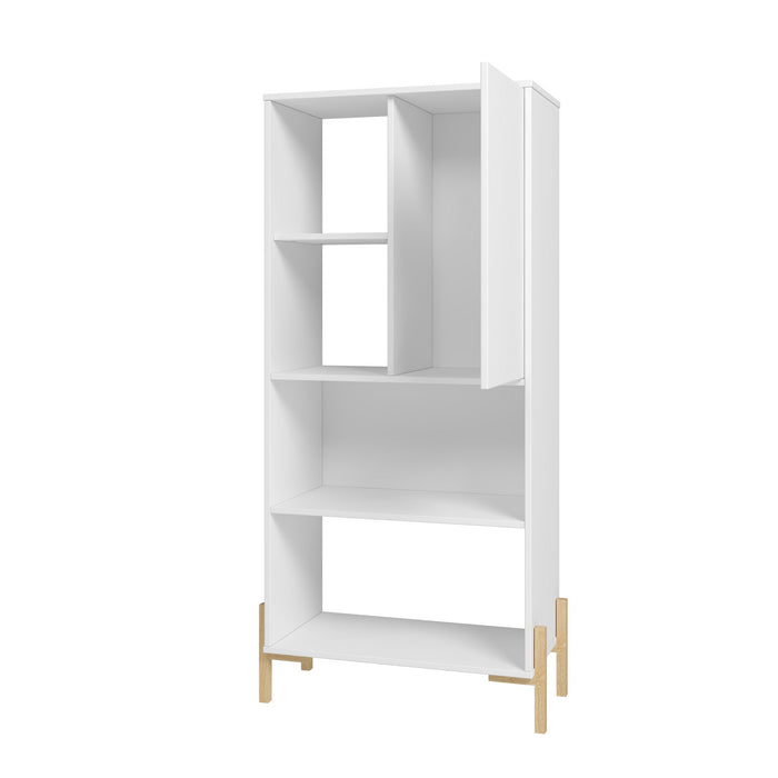 Manhattan Comfort Bowery Bookcase with 5 Shelves - White & Oak