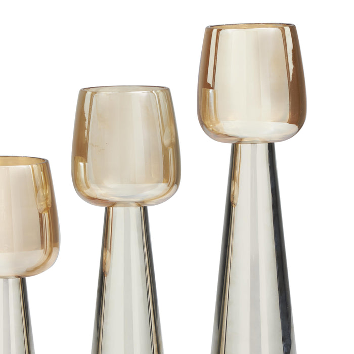 Stainless Steel Glass 8\"/10\"/12\" Candle Holder - Set of 3