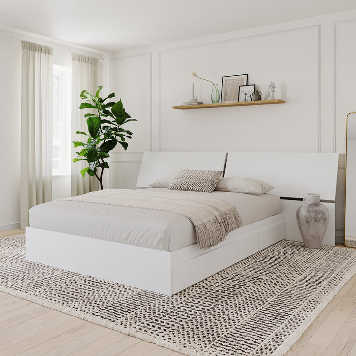 Nordika Queen Panoramic Panel Headboard - White