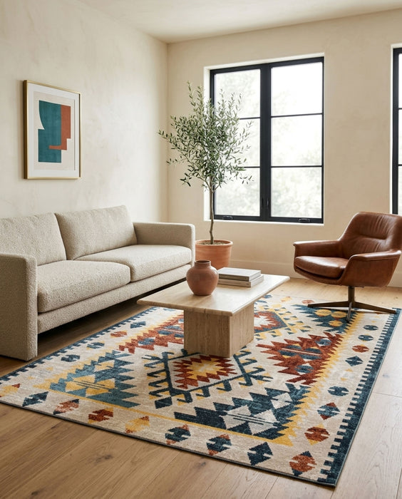Mosaic Taupe/Copper Machine Washable Area Rug - 8'0\" x 10'0\"