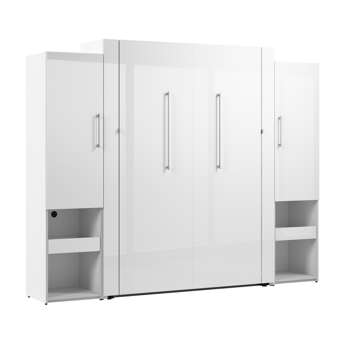 Bestar Avalon Queen Murphy Bed & Storage Cabinets with Pull-Out Shelf (107 W)