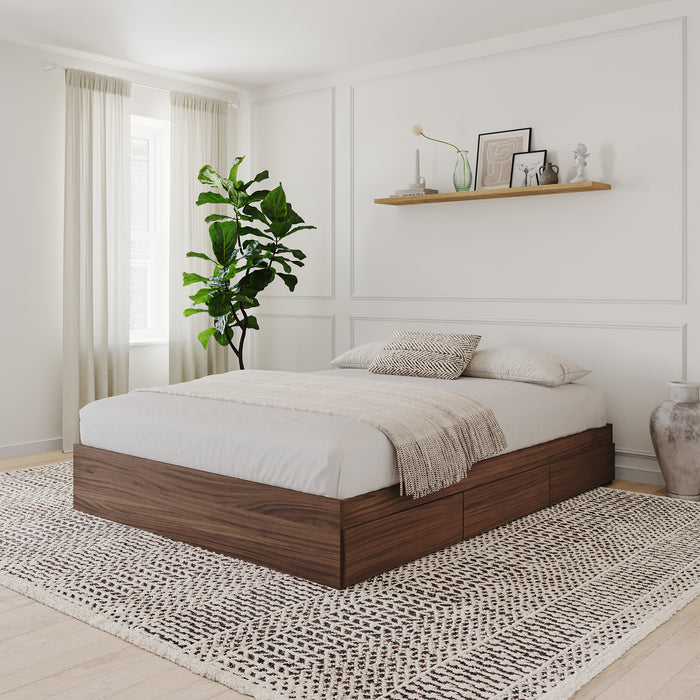 Nordika Full Storage Platform Bed - Walnut