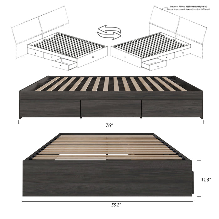 Nordika Full Platform Bed - Bark Grey