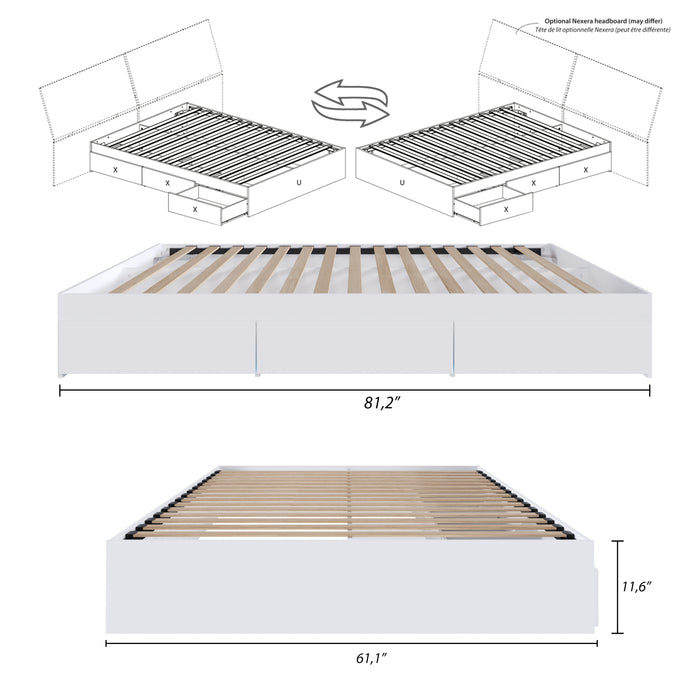 Nordika Queen Platform Bed - White