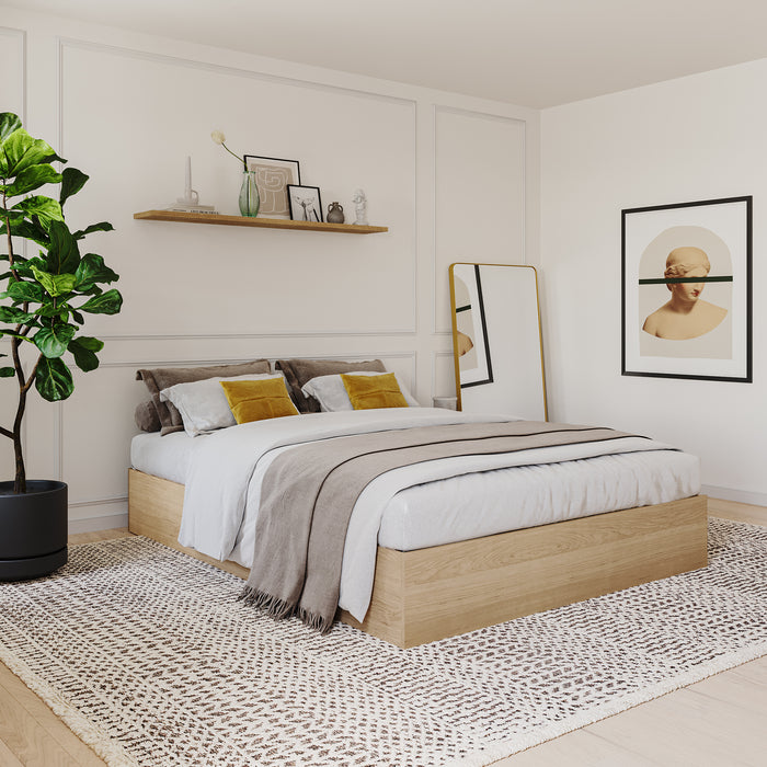 Nordika Queen Storage Platform Bed - Natural Maple