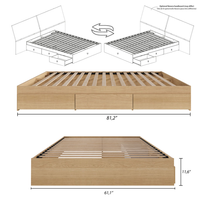 Nordika Queen Storage Platform Bed - Natural Maple