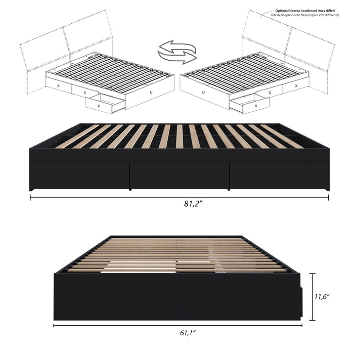 Nordika Queen Storage Platform Bed - Black