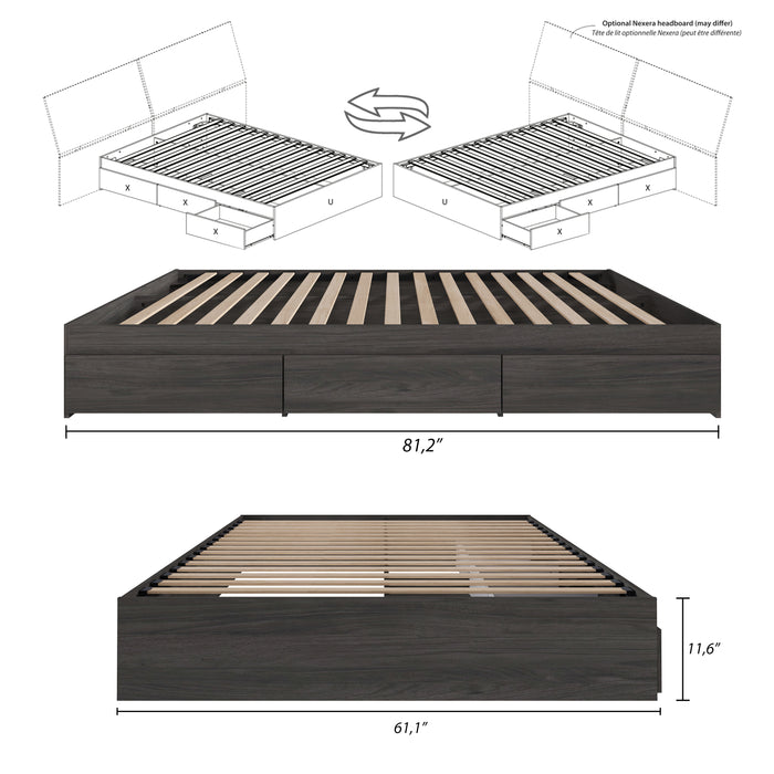 Nordika Queen Platform Bed - Bark Grey