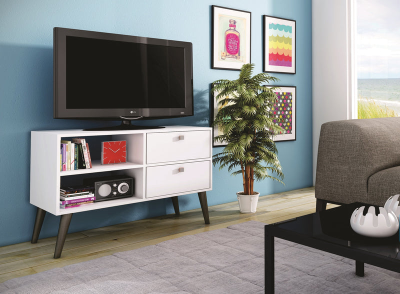 Manhattan Comfort Practical Dalarna TV Stand with 2 Open Shelves & 2 Drawers - White