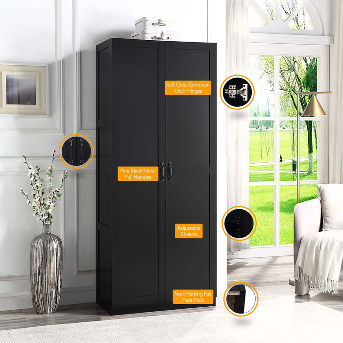 Manhattan Comfort Hopkins Modern Storage Closet - Black