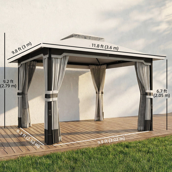 Outsunny 10' x 12' Patio Gazebo, Double Roof Outdoor Gazebo Canopy Shelter