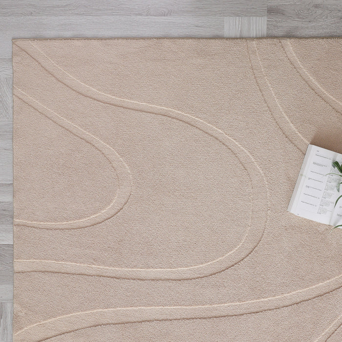 Pearl Hills Beige Washable Shag Area Rug 5'x7' Indoor Area Rug