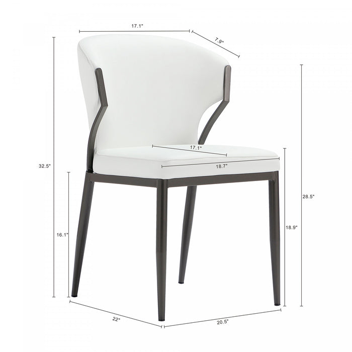 Kirsten Modern Metal Vegan Leather Dining Chair in White - Set of 2 Armoire