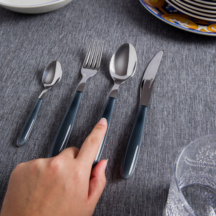 Arimi Nilu Italian Stainless Steel 24 Piece Flatware Set - Service For 6 - Grey Handle