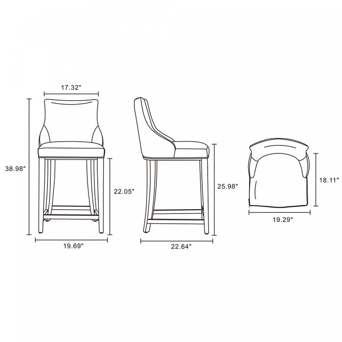 Shubert Modern Wood Upholstered Counter Stool in Dark Taupe - Set of 2