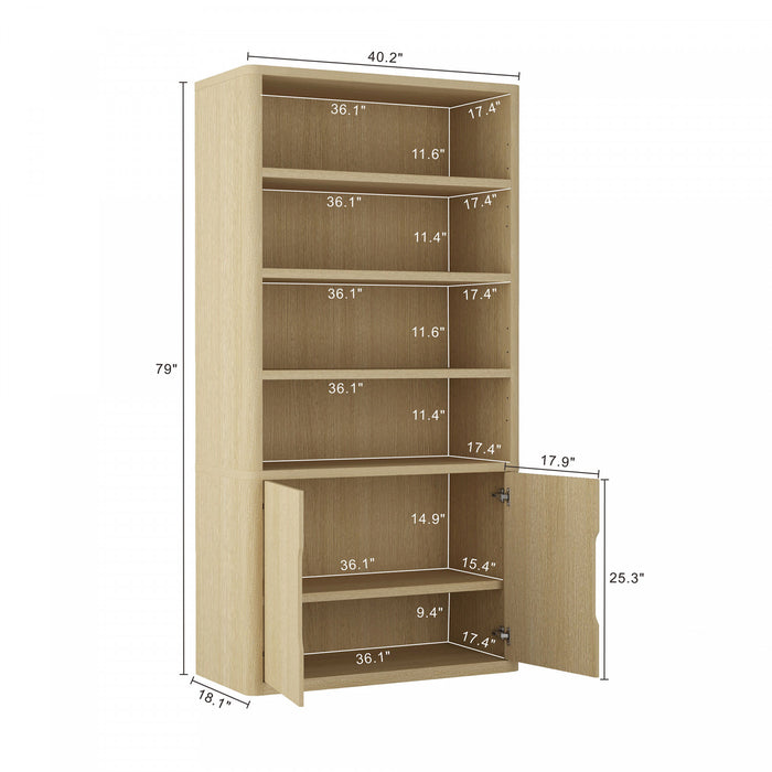 Rivington Modern 40\" Bookcase Cabinet in Natural Oak - Set of 3
