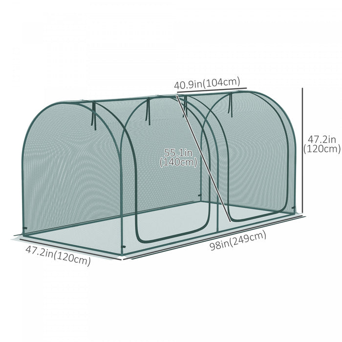 Outsunny 8 X 4ft Crop Cage With Two Zippered Doors And Ground Stakes Green