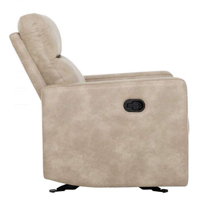 Denton 34 in. Faux Leather Manual Glider Recliner Chair - Taupe