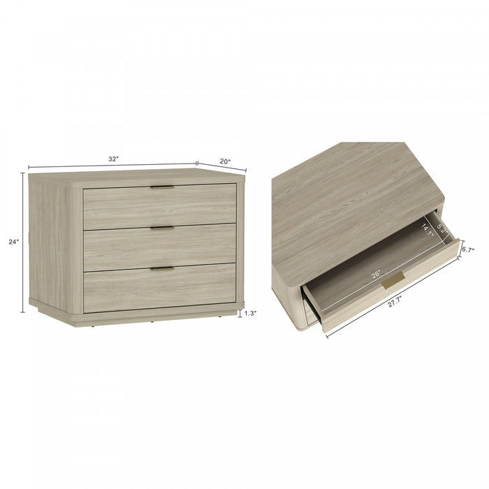 Evelyn Modern 32\" Nightstand in Natural (3-Drawer) - Set of 2