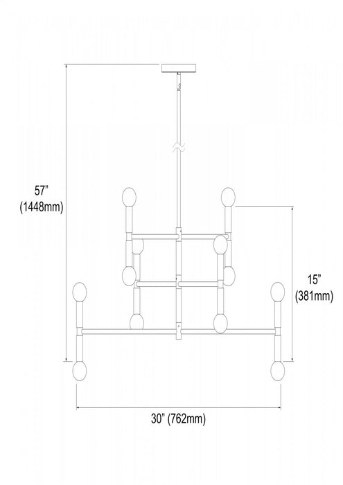 Dainolite Ava 12 Light Chandelier Medium Matte Black Lamp