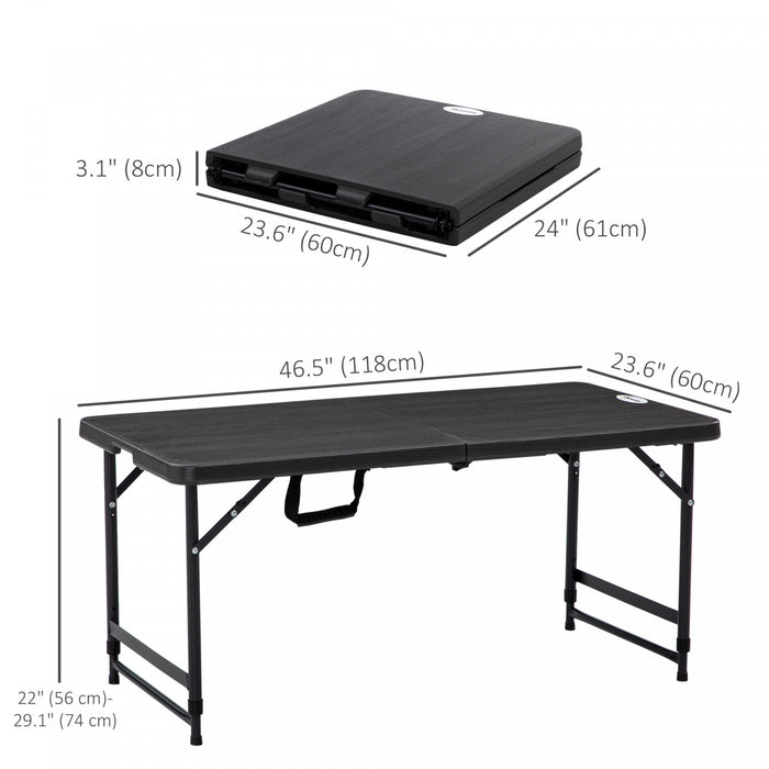 Outsunny Foldable Outdoor Dining Table For 4, Height Adjustable Steel Legs