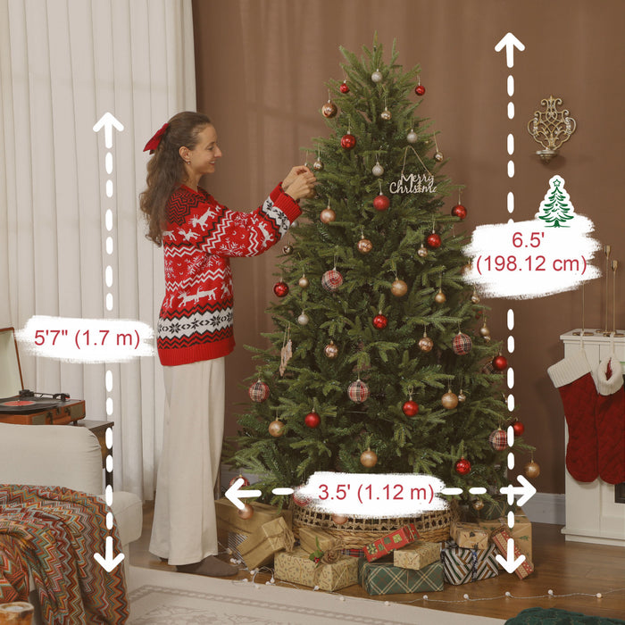 HOMCOM 6.5ft Christmas Tree with Synchronized LED, DIY, Frasier Grande Fir