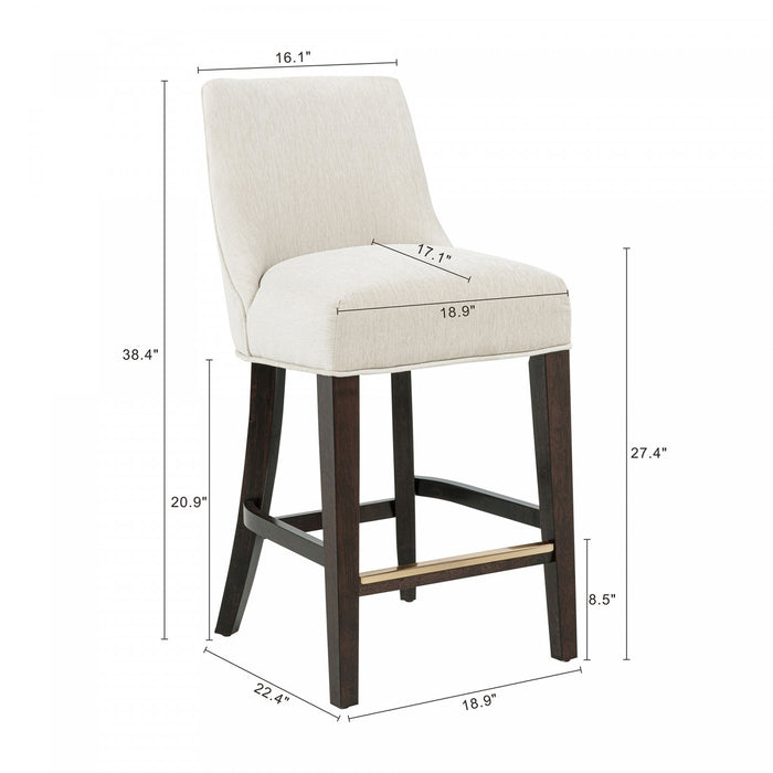 Beever Modern Wood Chenille Counter Stool in Cream