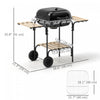 Outsunny Charcoal BBQ Grill, Portable Grill with 1840 cm² Cooking Area, Storage Shelves, Adjustable Air Vent, Locking Lid, Wheels for Garden Party Outdoor Cooking, Black