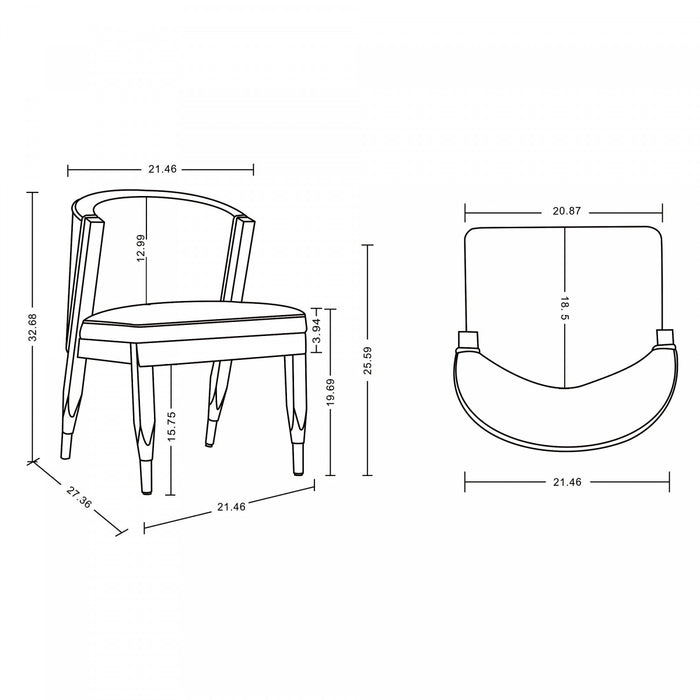 Ola Modern Wood Chenille Dining Chair in Gray - Set of 2