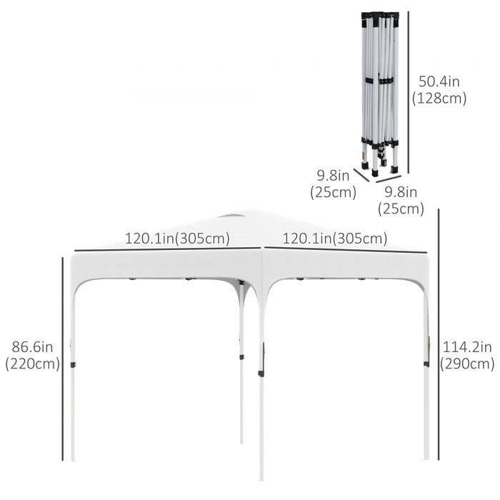 Outsunny 10' X 10' Pop Up Canopy Tent With Sand Bags, Upf 50+ Instant Sun Shelter, Tents For Parties, Height Adjustable, With Wheeled Carry Bag, For Outdoor, Garden, Patio, White