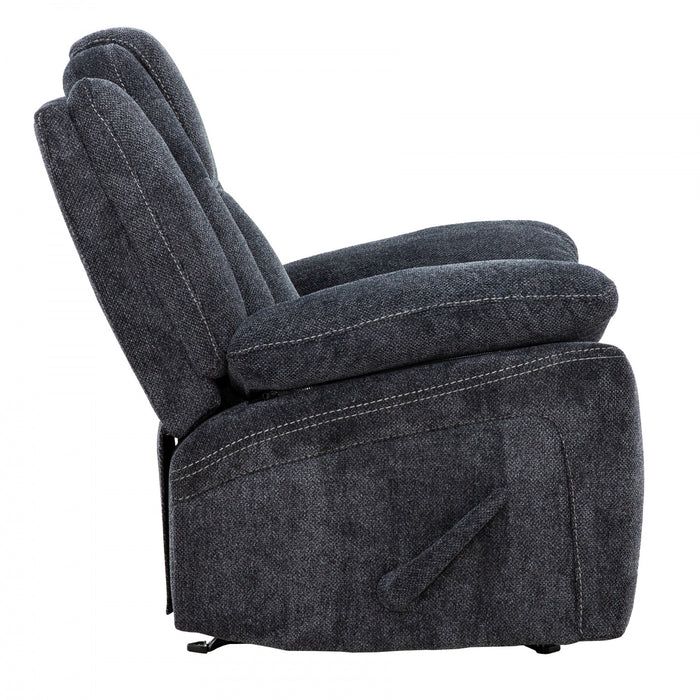 Renner 38 in. Upholstered Manual Rocker Recliner with Lever - Dark Grey
