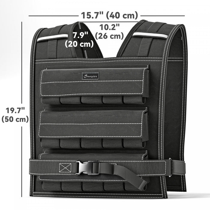 Soozier 33lbs Adjustable Weighted Vest With 15 Metal Weights