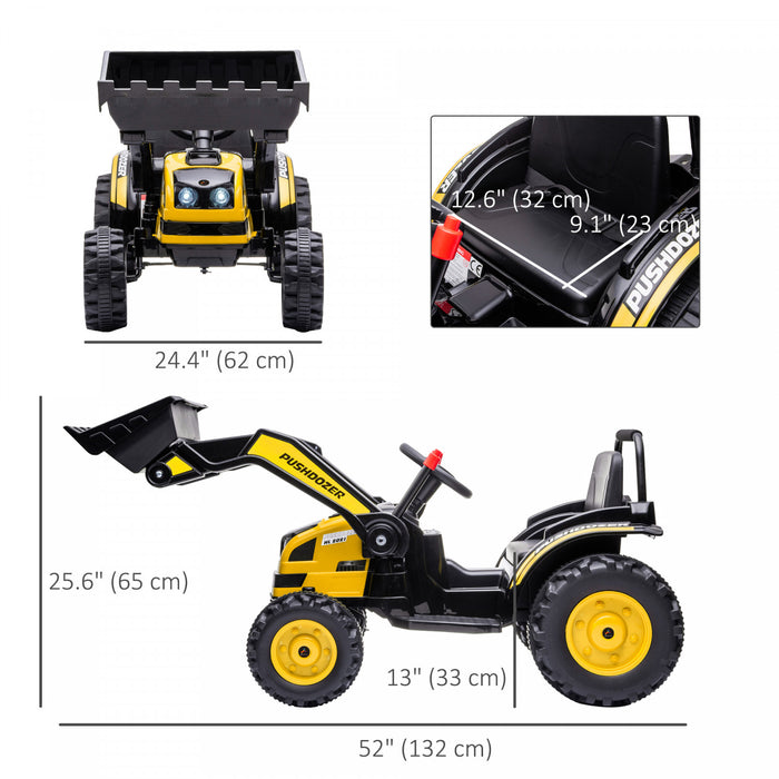 Aosom Kids Digger Powered Ride-On Excavator 6v Battery Powered Construction Tractor Music Headlight Moving Forward Backward Gear For 3-5 Years Old Yellow