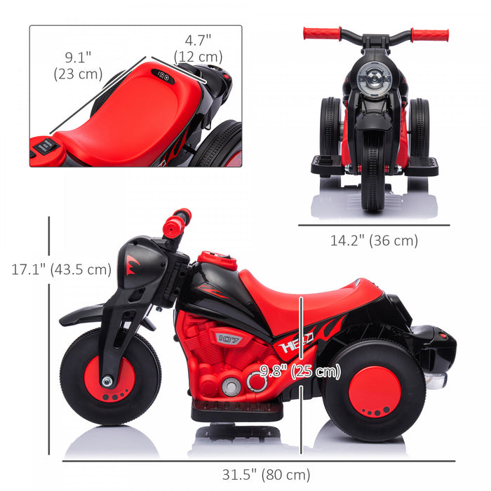 Qaba Electric Motorcycle, Powered Ride-On Bubble Car, 3 Wheels 6v Battery Powered Kids Motorcycle With Led Headlight, Music, Pedal, For 2-5 Years - Black