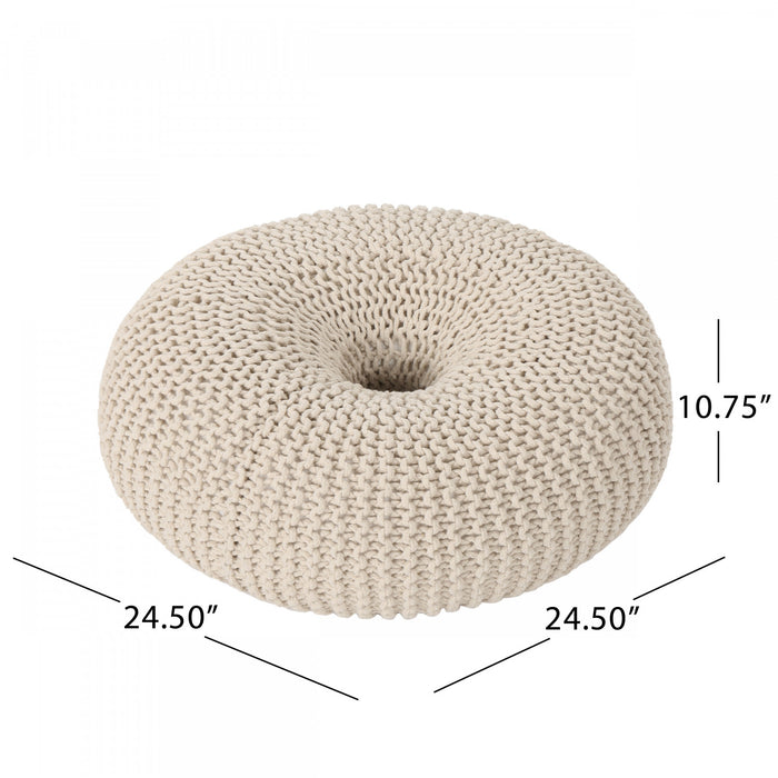 Murphy Upholstered Pouf,100% Cotton - Beige