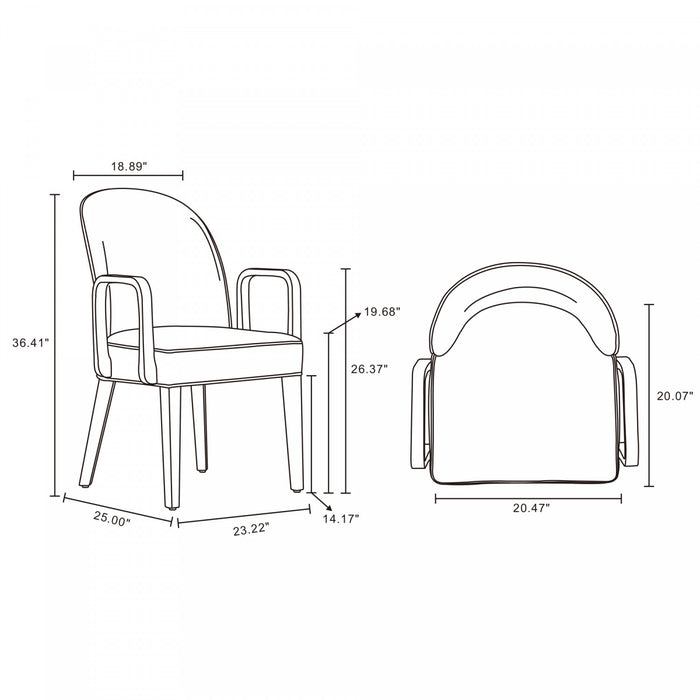 Hillman Modern Wood Upholstered Armchair in Blue - Set of 2 Dining Chair