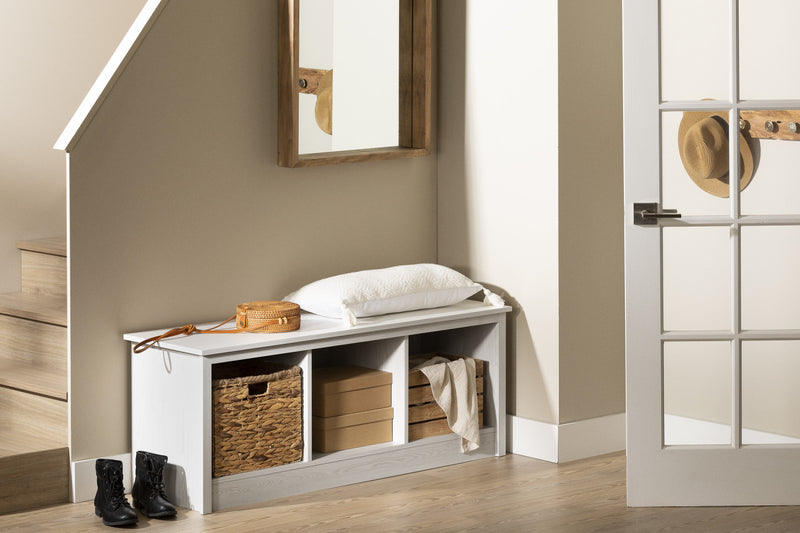 Toza Mudroom Storage Bench - White Pine