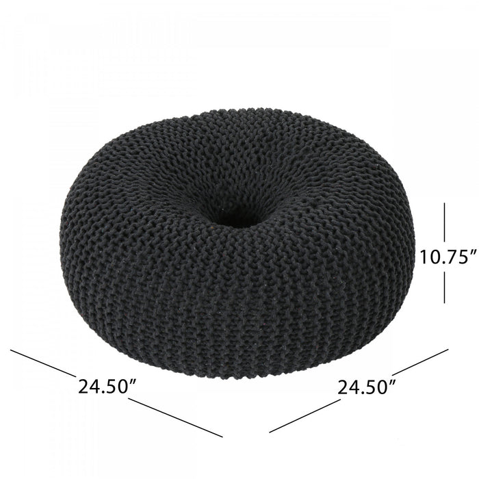 Murphy Upholstered Pouf,100% Cotton - Black