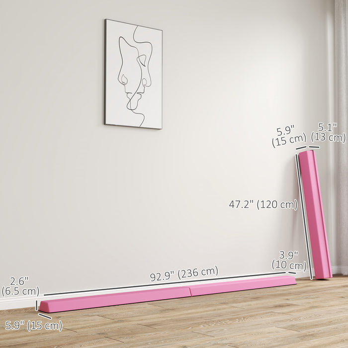 Soozier 7.7ft Folding Gymnastics Balance Beam with Non-Slip Bottom, Red
