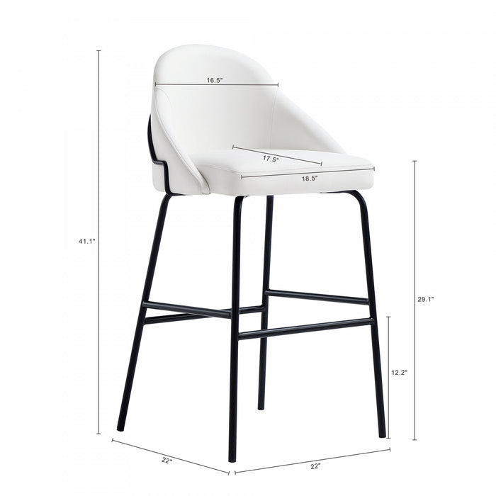 Gracie Modern Metal Upholstered Barstool in White and Black Bar Stool