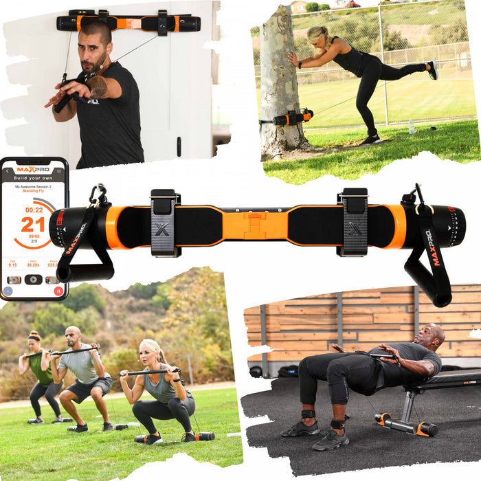Maxpro Fitness Portable Smart Cable Home Gym - All-in-one Exercise Machine W/bluetooth - Build, Burn & Tone. Strength, Hiit, Plyo - Raw Metal