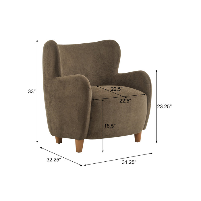 Sophia Upholstered Comfortable Armchair with Wingback,Dark Brown Accent Chair