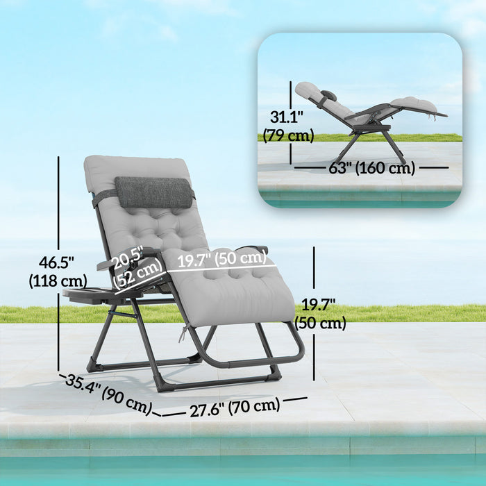 Outsunny Padded Zero Gravity Chair, Folding Recliner Chair, Grey