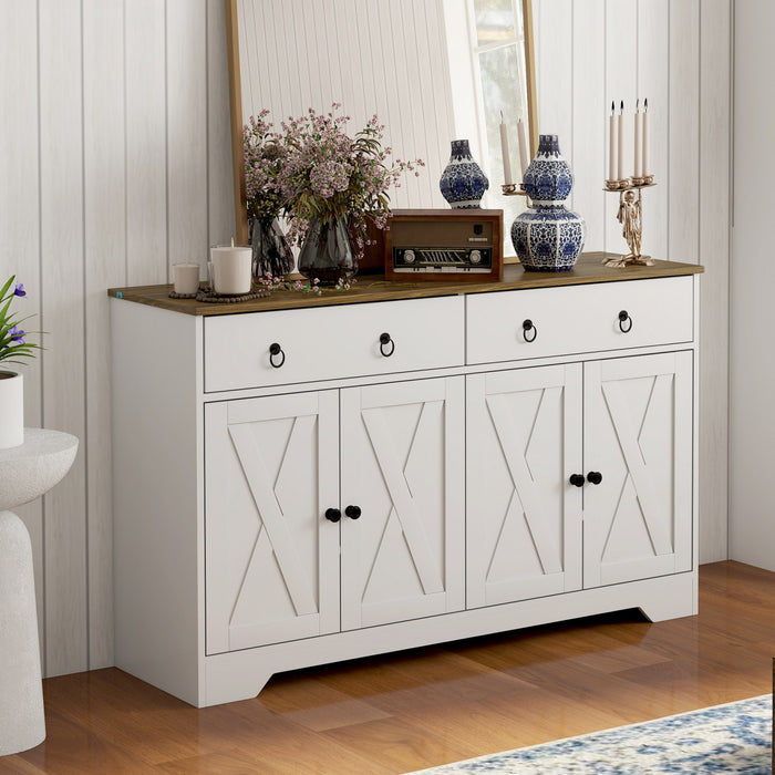 HOMCOM Sideboard Buffet Cabinet, Kitchen Cabinet with 2 Drawers, White